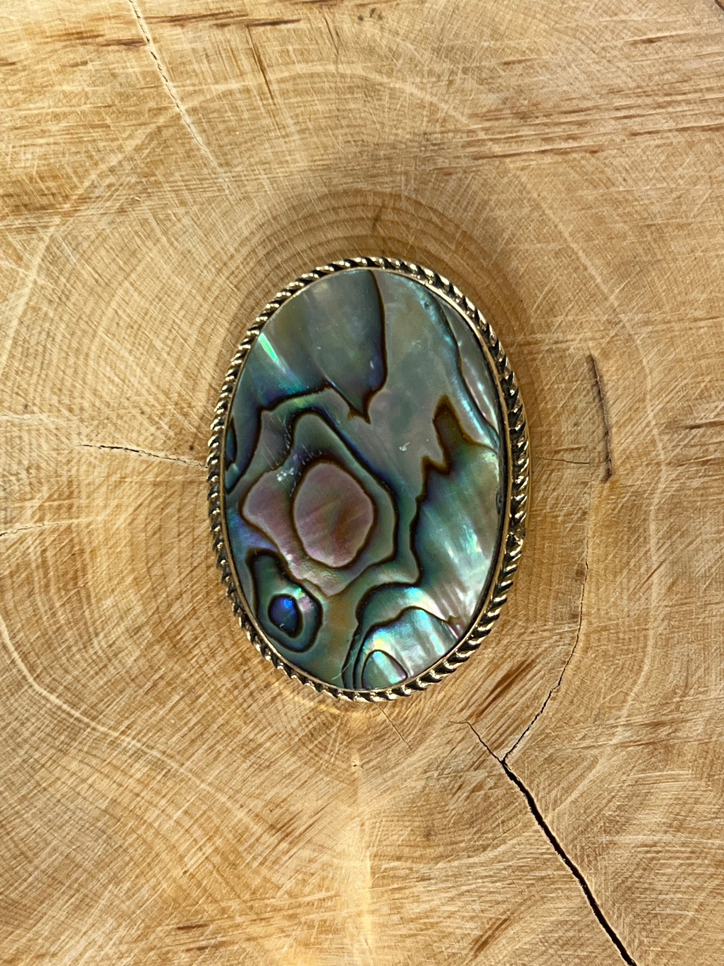 Abalone Shell sertie doré n°D3 (3,5cm x 2,6cm)