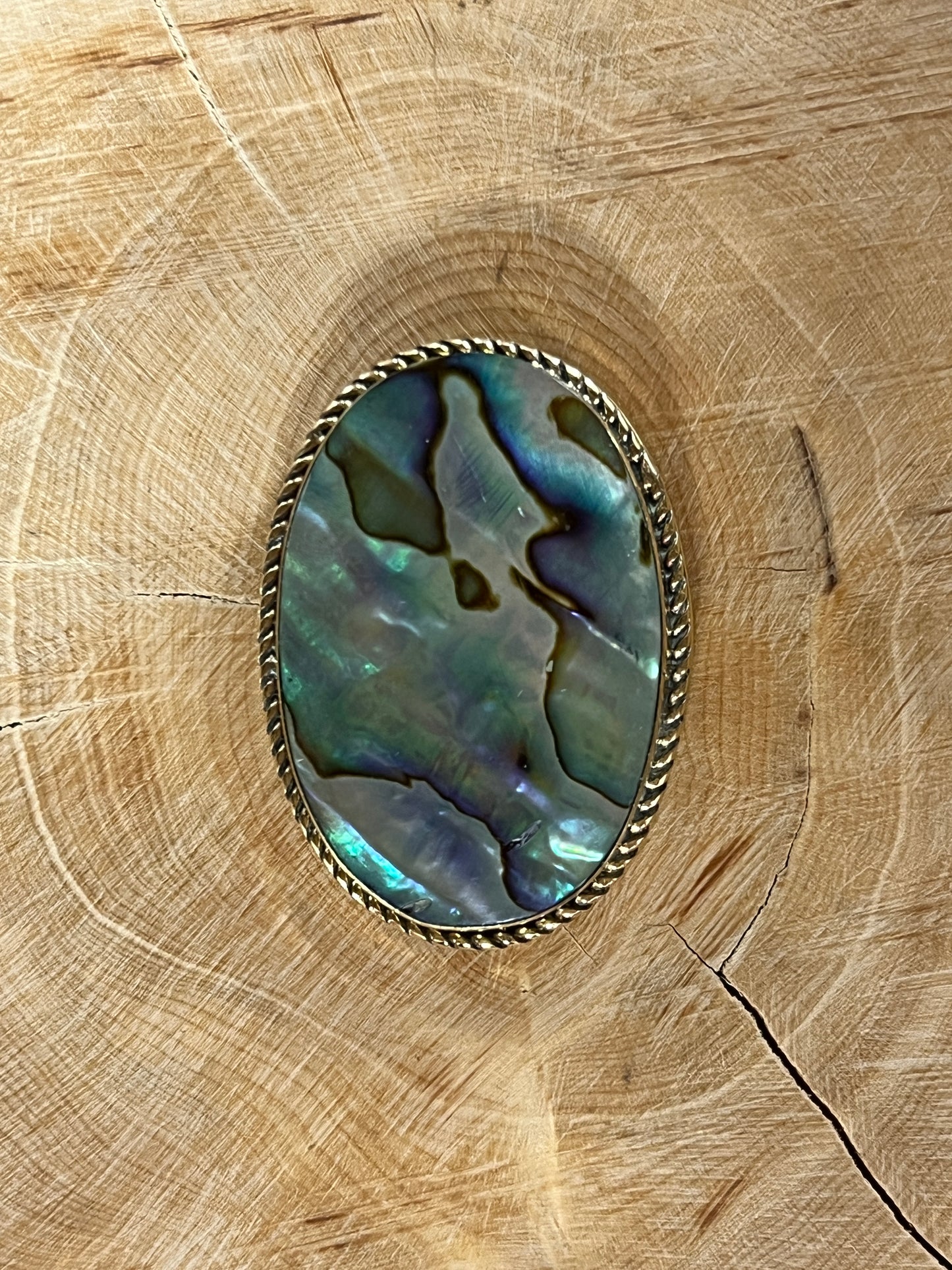 Abalone Shell sertie doré n°D1 (3,6cm x 2,7cm)