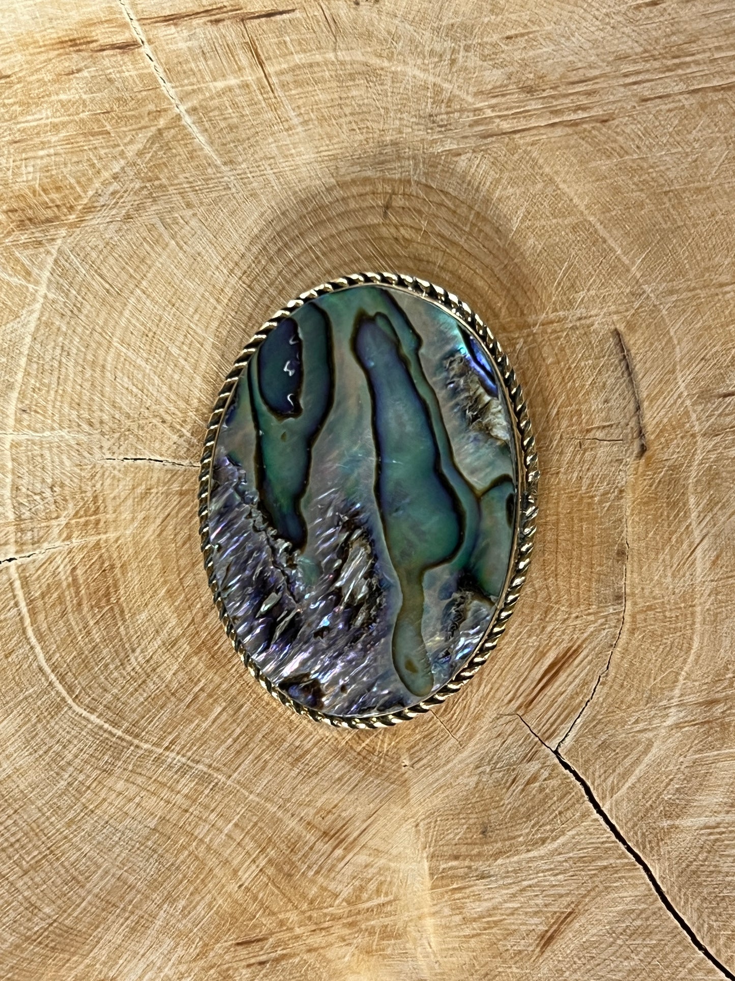 Abalone Shell sertie doré n°D3 (3,6cm x 2,7cm)