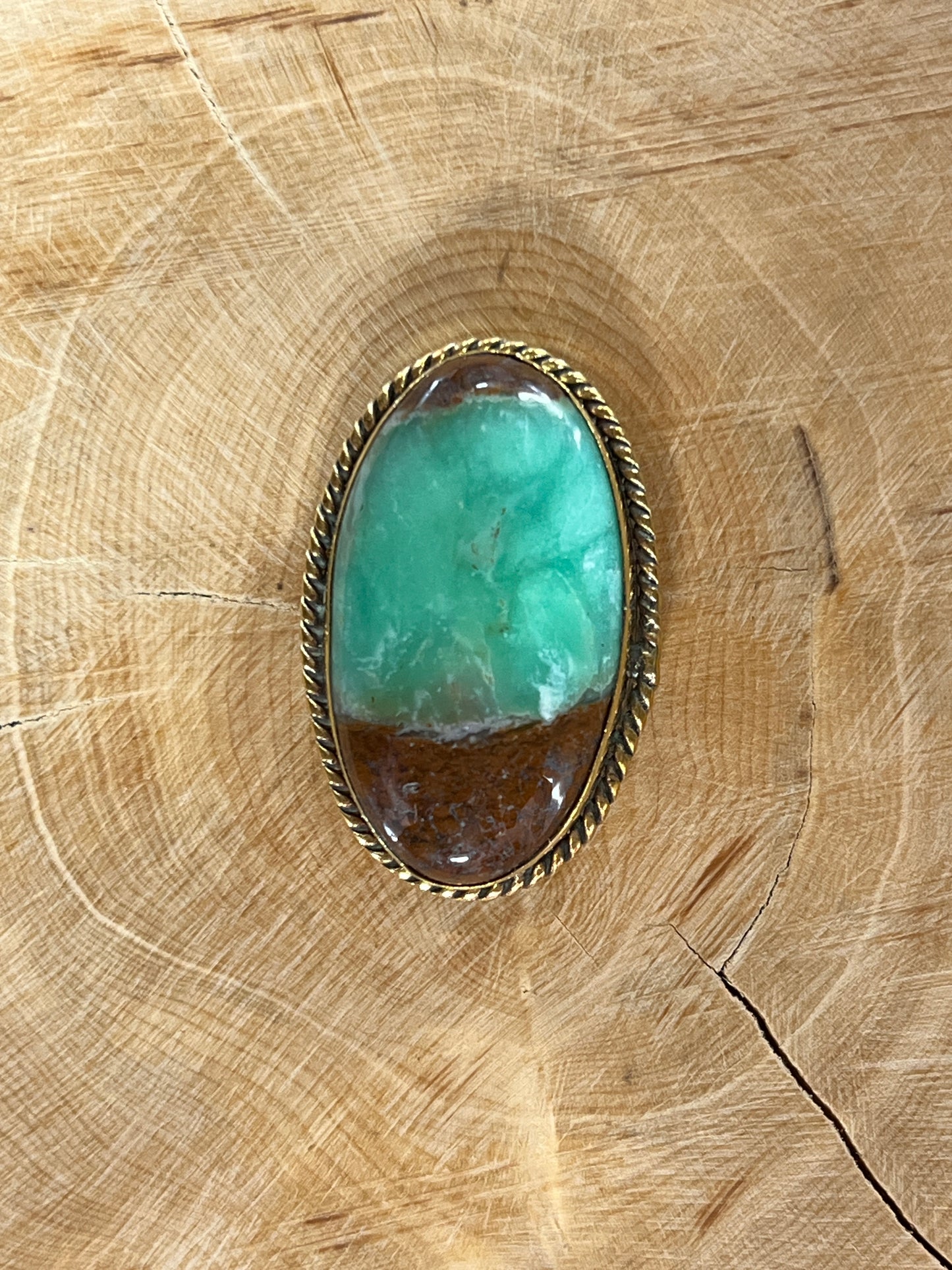 Chrysoprase sertie doré n°D4 (3,3cm x 2,2cm)
