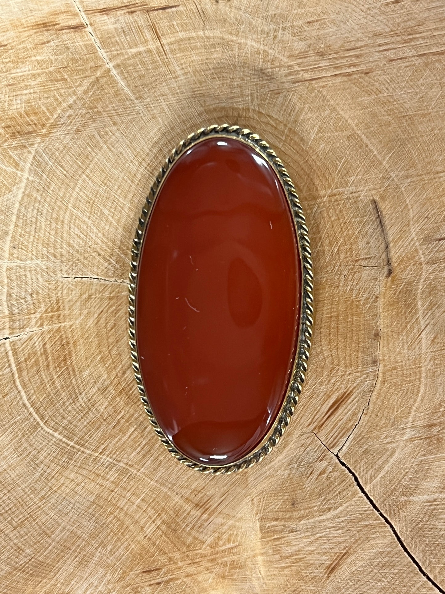 Cornaline sertie doré n°D5 (4,5cm x 2,4cm)