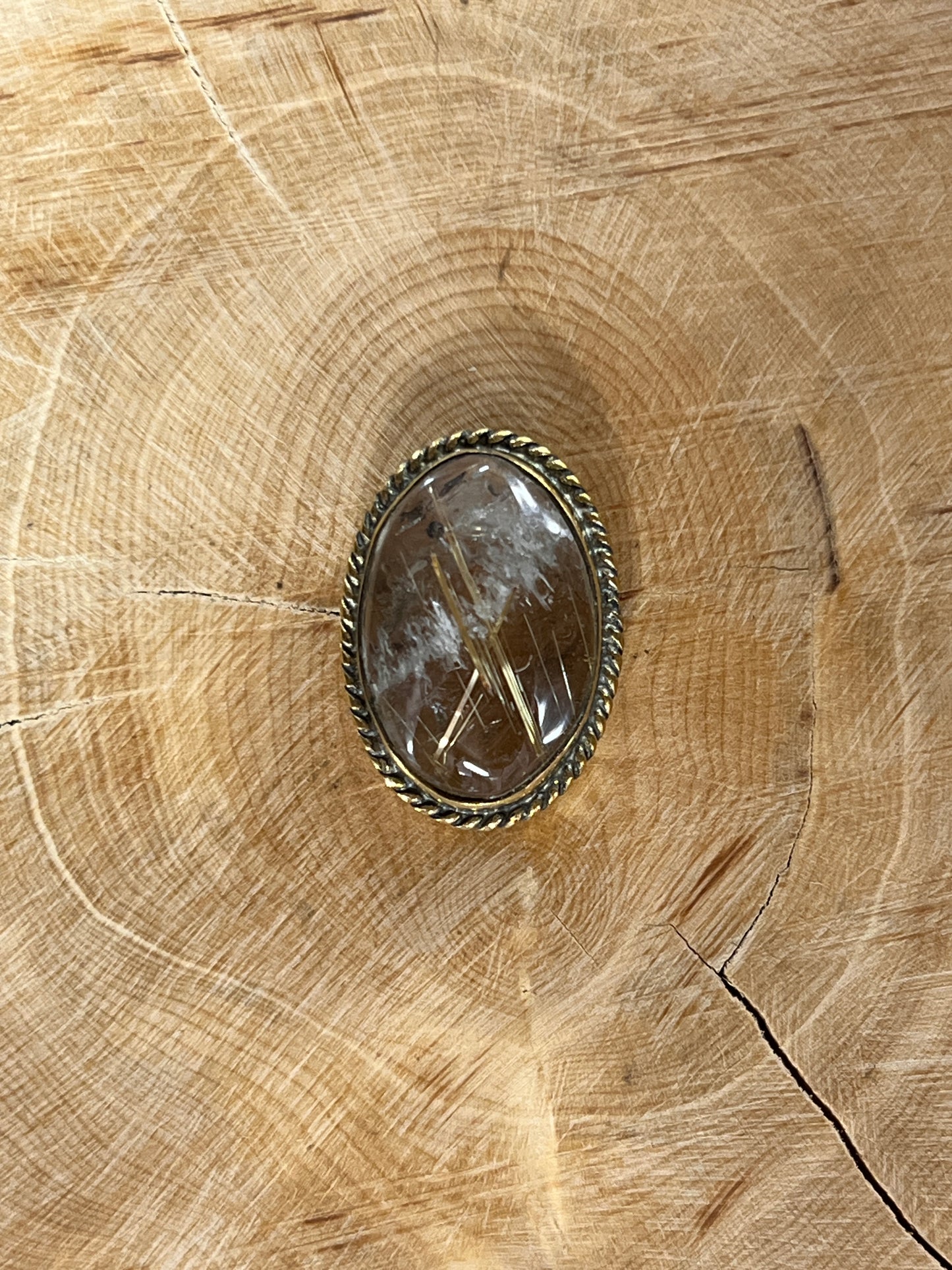 Quartz Rutile sertie doré n°D3 (2,9cm x 1,6cm)