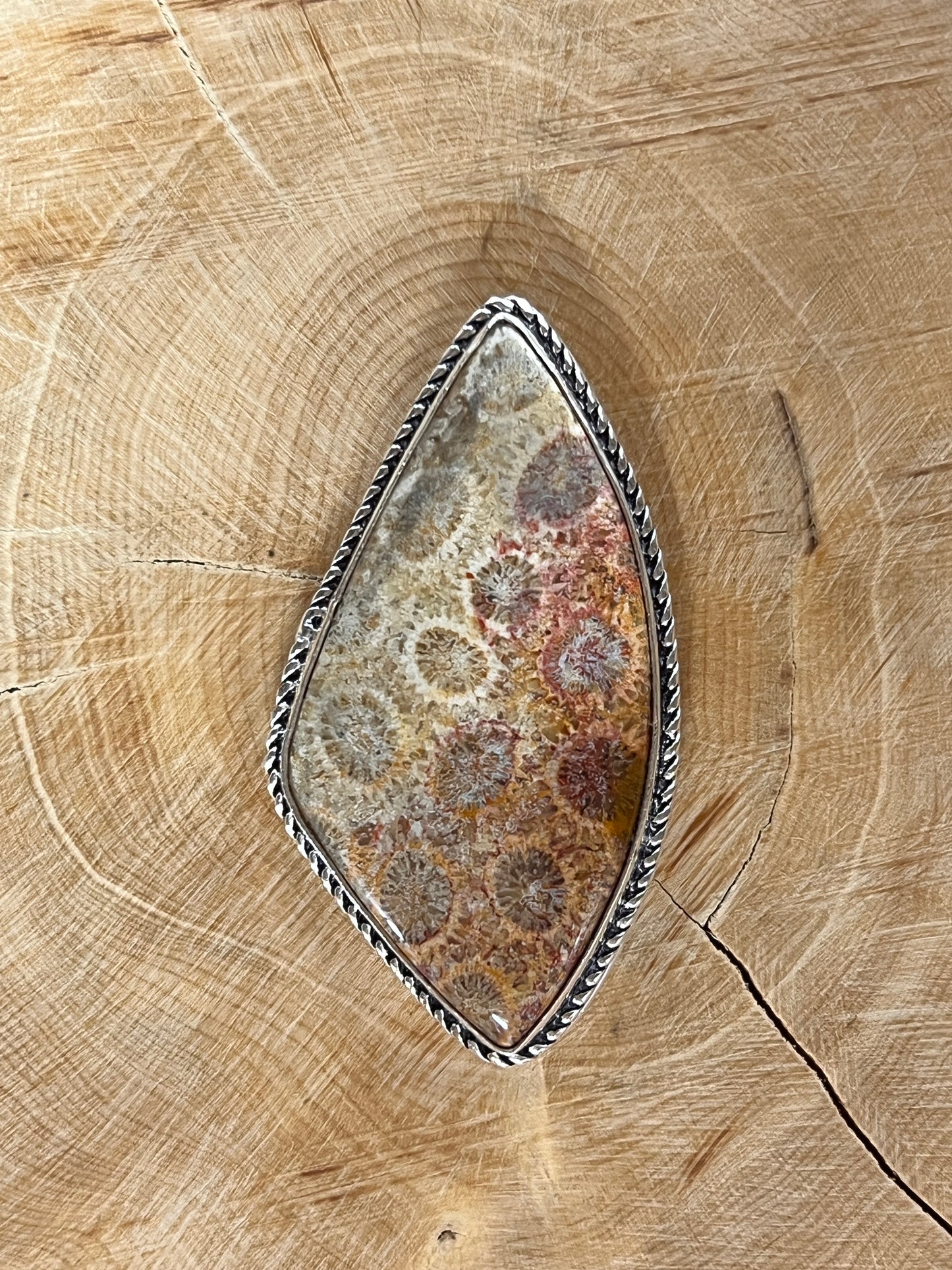 Fossile Corail sertie argenté n°A2 (4,6cm x 2,6cm)