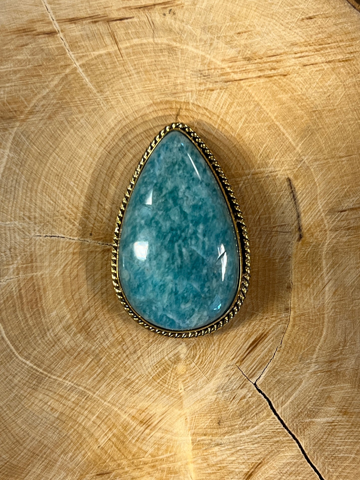Amazonite sertie dorée n°D3 (3,4cm x 2,2cm)