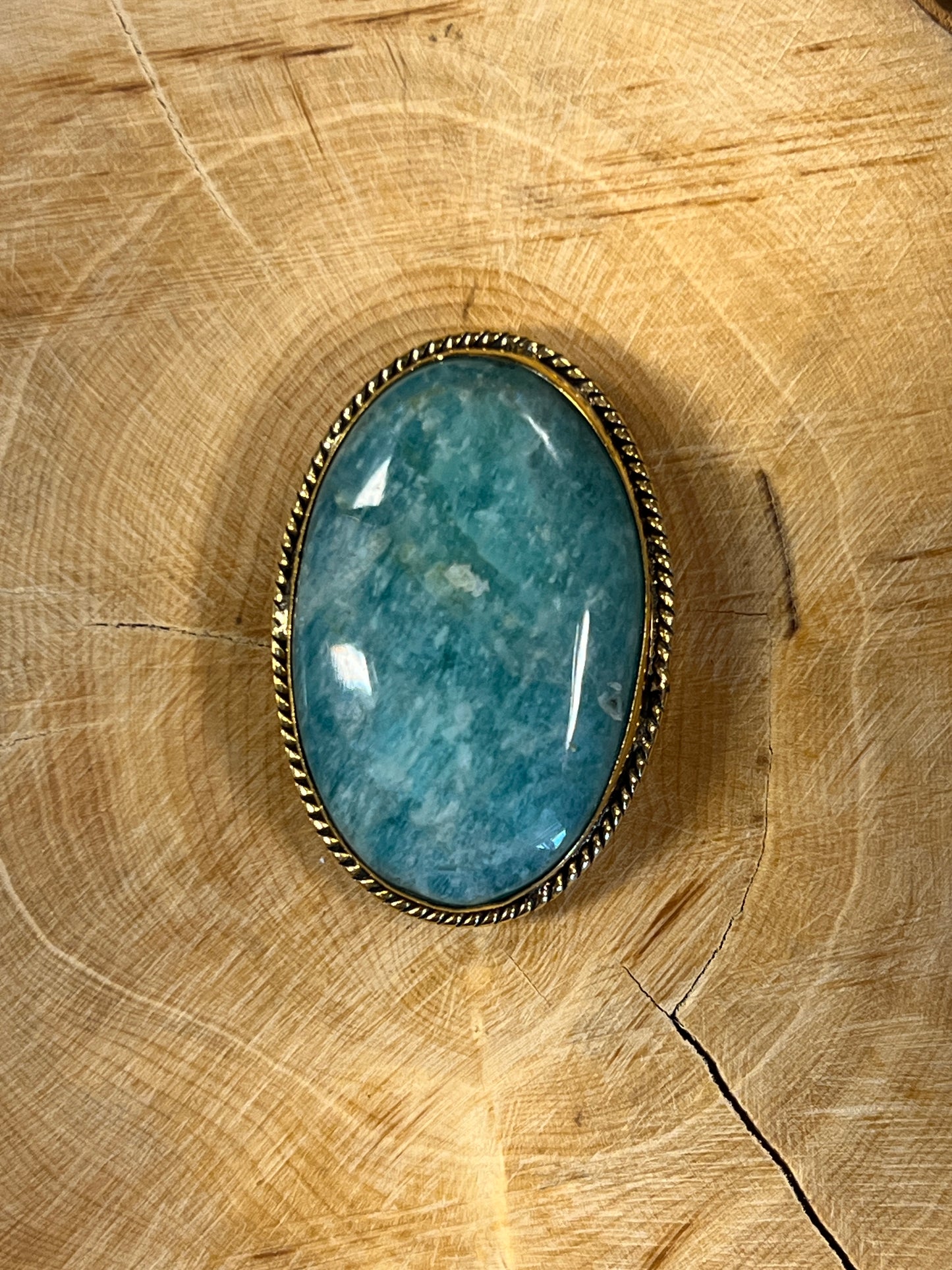 Amazonite sertie dorée n°D2 (3,5cm x 2,3cm)
