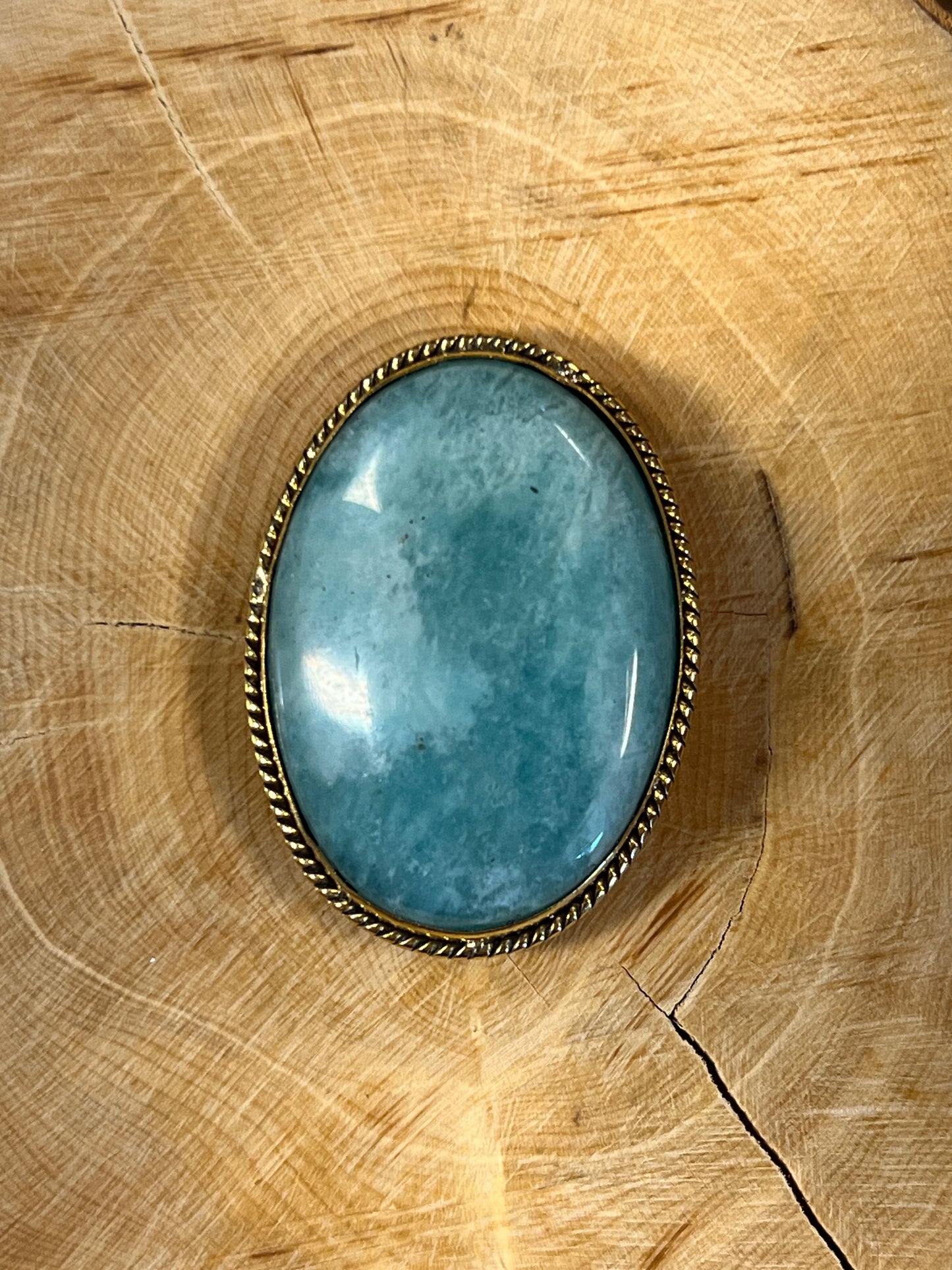 Amazonite sertie dorée n°D1 (3,7cm x 2,2cm)