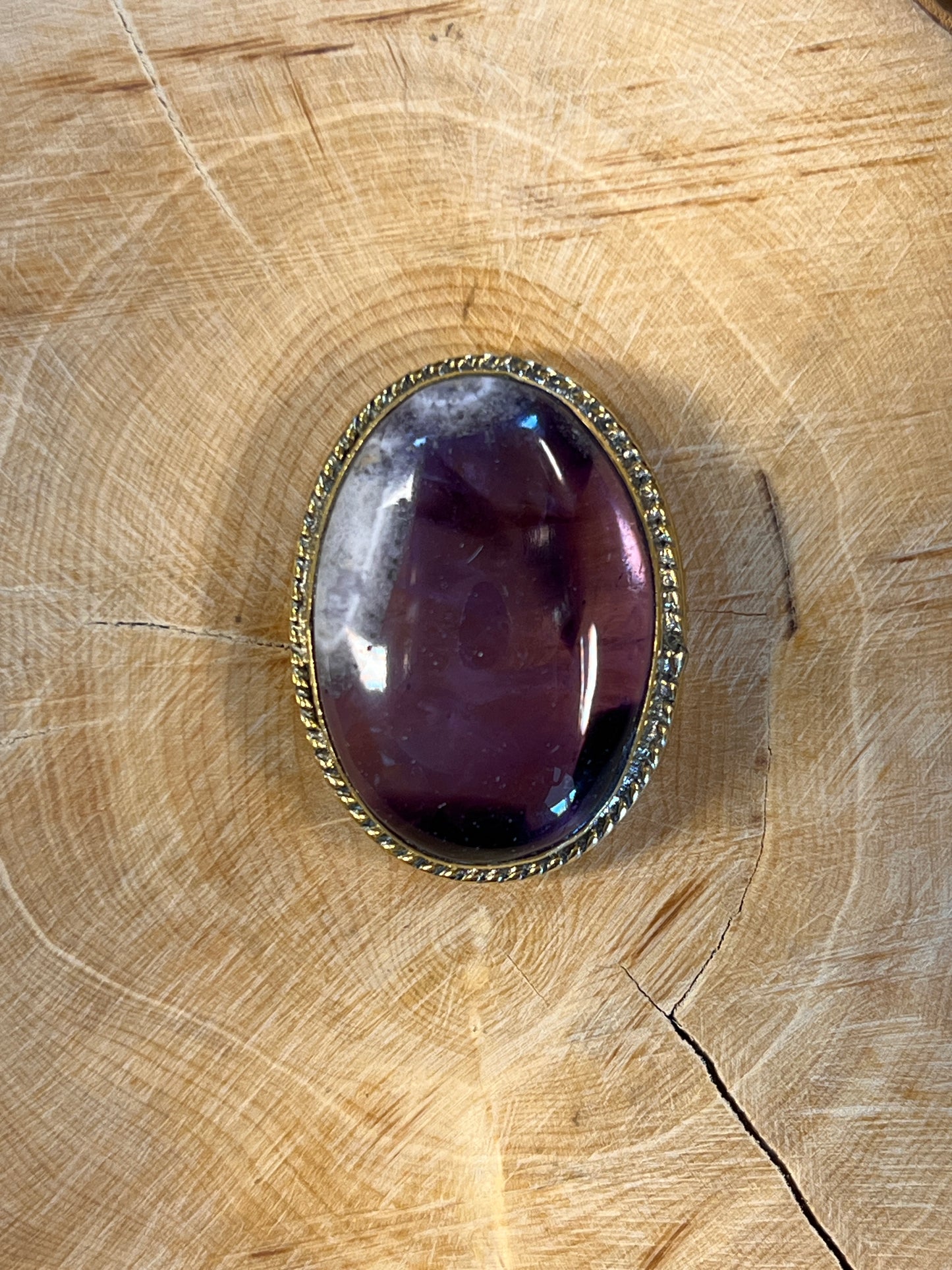 Améthyste sertie doré n°D2 (3,1cm x 2,4cm)