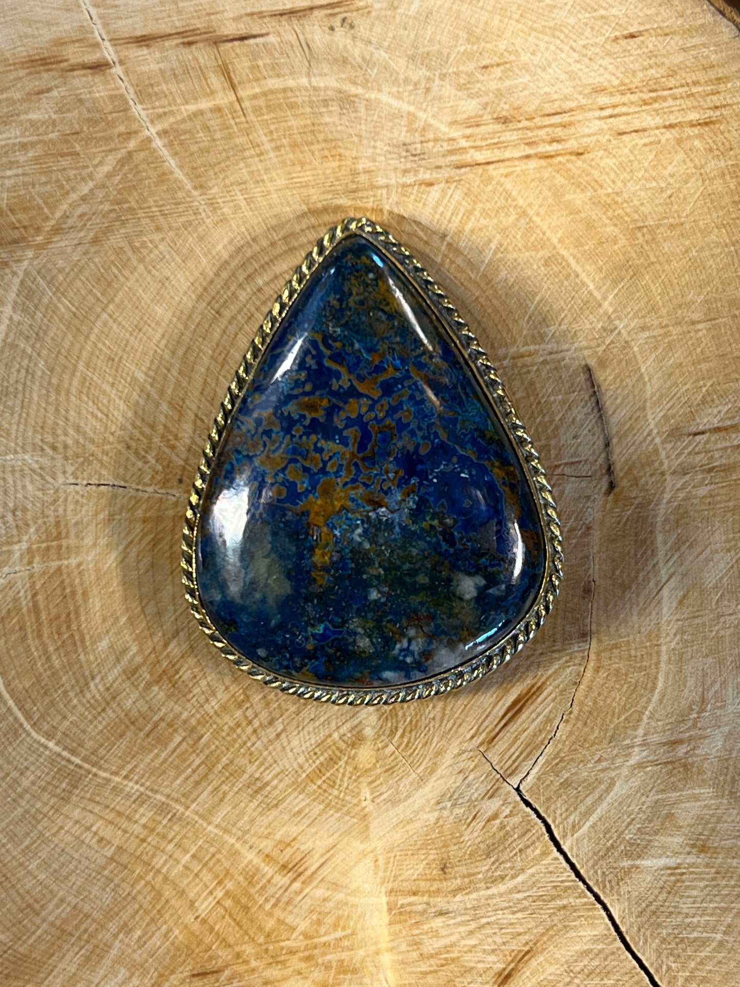 Azurite sertie doré n°D5 (3,7cm x 2,9cm)