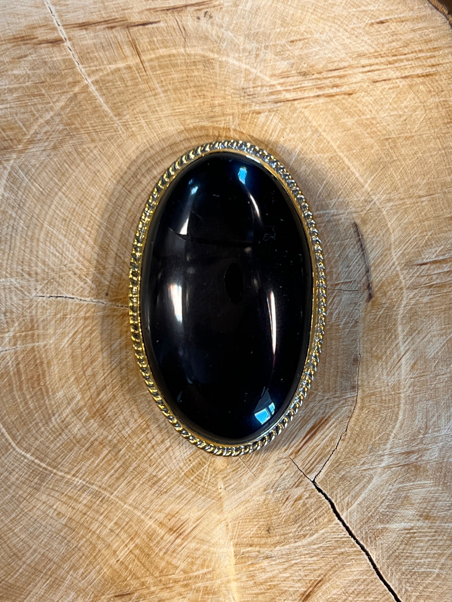 Obsidienne sertie doré n°D1 (3,9cm x 2,5cm)