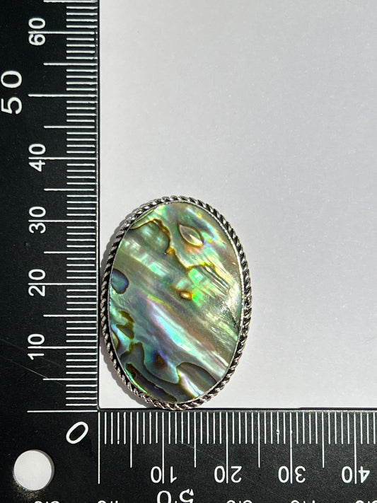 Abalone Shell sertie argenté n°A1 (3,3cm x 2,4cm) - Solyluna Macramé