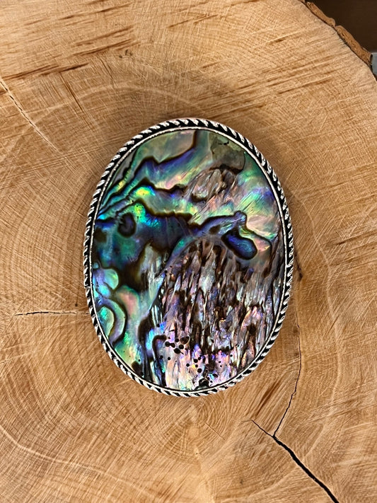 Abalone Shell sertie argenté n°A1 (3,5cm x 2,9cm) - Solyluna Macramé
