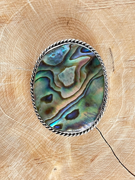 Abalone Shell sertie argenté n°A1 (4cm x 3,1cm) - Solyluna Macramé
