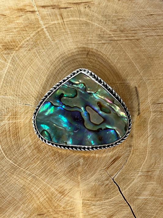 Abalone Shell sertie argenté n°A2 (2,9cm x 3,4cm) - Solyluna Macramé