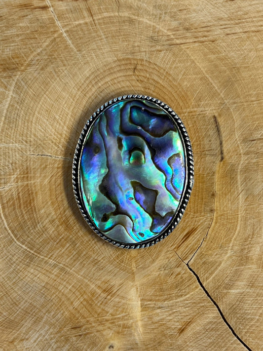 Abalone Shell sertie argenté n°A2 (3,2cm x 2,7cm) - Solyluna Macramé