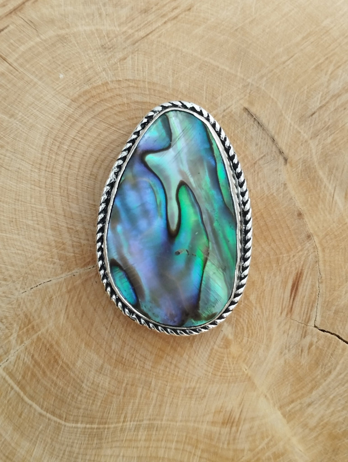 Abalone Shell sertie argenté n°A2 – Solyluna Macramé