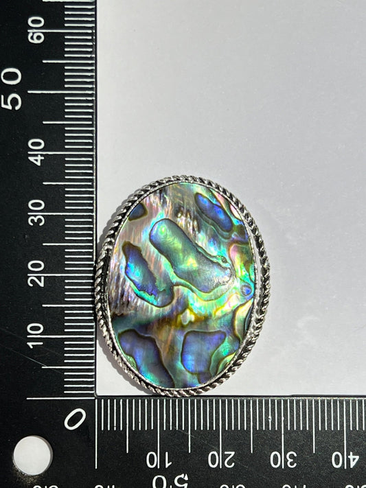 Abalone Shell sertie argenté n°A2 (3,6cm x 2,8cm) - Solyluna Macramé