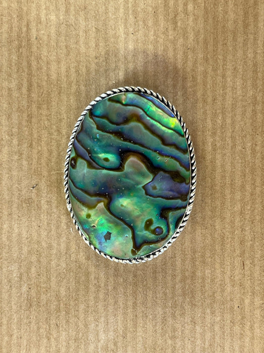 Abalone Shell sertie argenté n°A2 (3,8cm x 2,9cm) - Solyluna Macramé