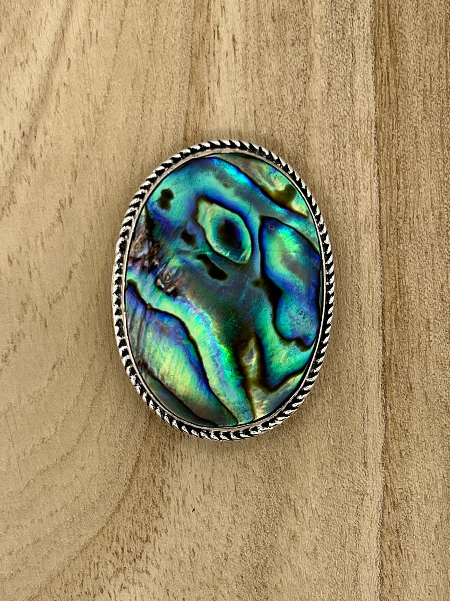 Abalone Shell sertie argenté n°A2 (4,1cm x 3cm) - Solyluna Macramé