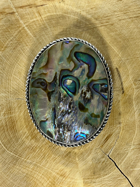 Abalone Shell sertie argenté n°A2 (4cm x 3,3cm) - Solyluna Macramé