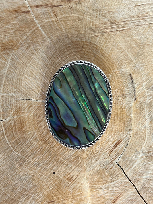 Abalone Shell sertie argenté n°A3 (3,3cm x 2,5cm) - Solyluna Macramé