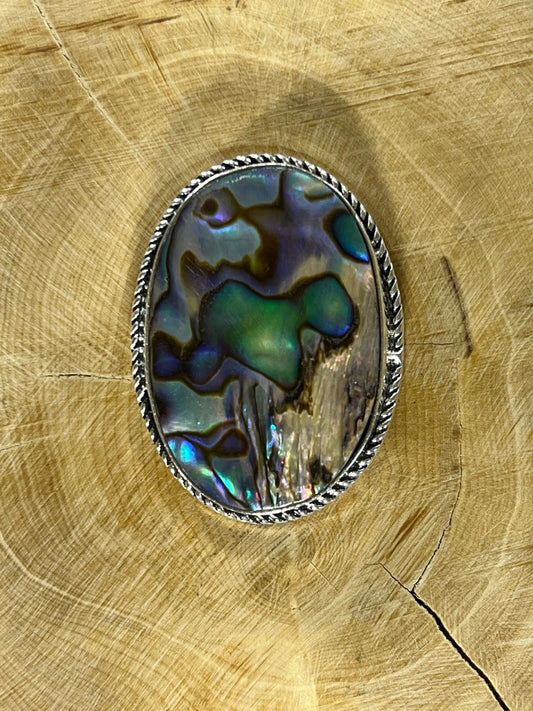 Abalone Shell sertie argenté n°A3 (3,6cm x 2,6cm) - Solyluna Macramé