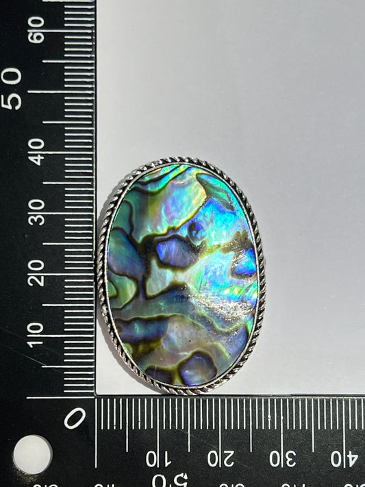 Abalone Shell sertie argenté n°A3 (3,8cm x 2,8cm) - Solyluna Macramé