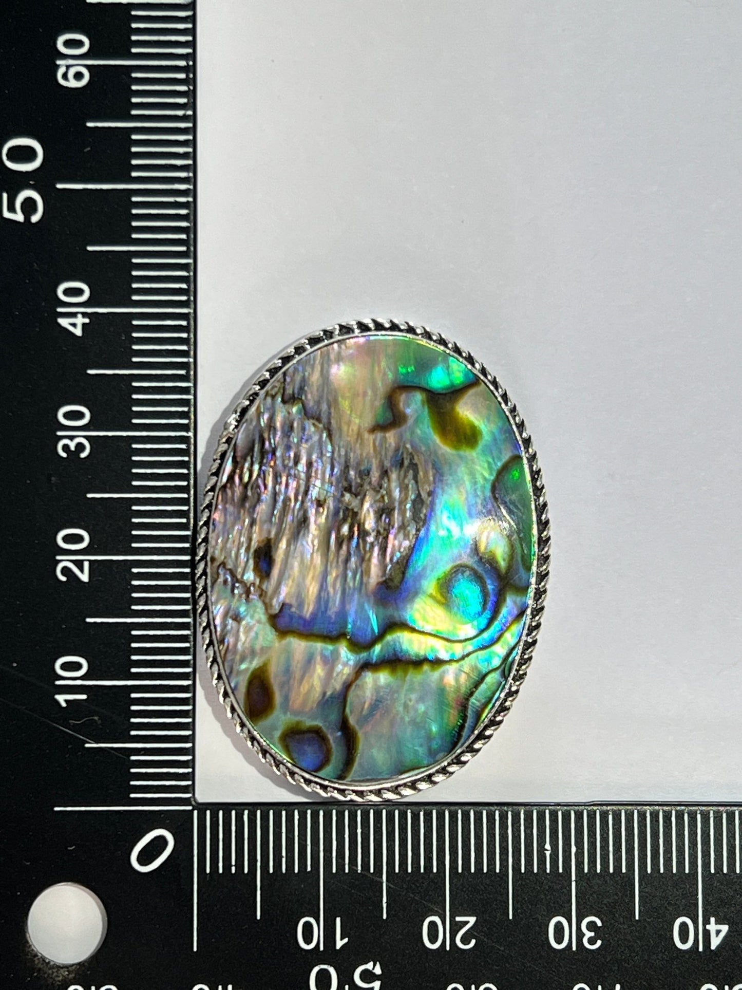 Abalone Shell sertie argenté n°A4 (3,9cm x 2,9cm) - Solyluna Macramé