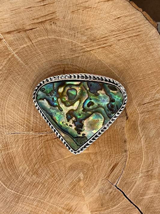 Abalone Shell sertie argenté n°A5 (2,5cm x 3cm) - Solyluna Macramé