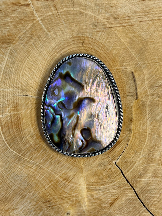Abalone Shell sertie argenté n°A5 (3,7cm x 2,8cm) - Solyluna Macramé