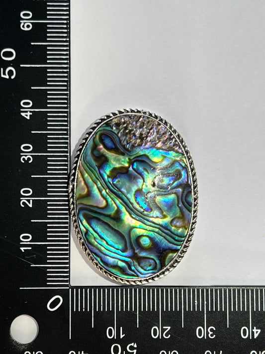 Abalone Shell sertie argenté n°A5 (4cm x 2,9cm) - Solyluna Macramé