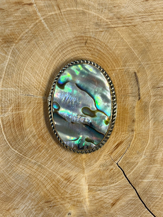 Abalone Shell sertie doré n°D1 (3,5cm x 2,7cm) - Solyluna Macramé