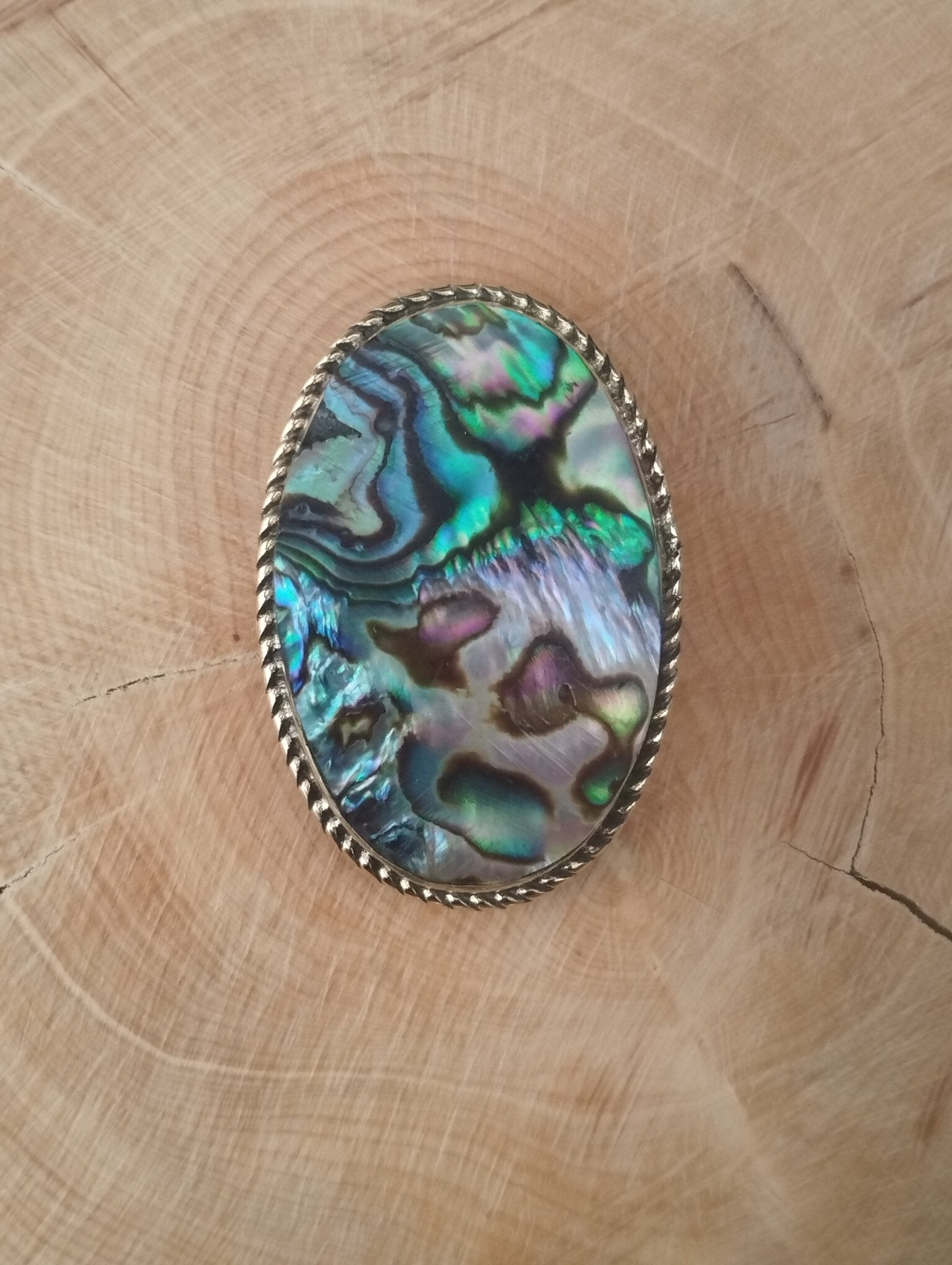 Abalone Shell sertie doré n°D2 (3,3cm x 2,2cm) - Solyluna Macramé