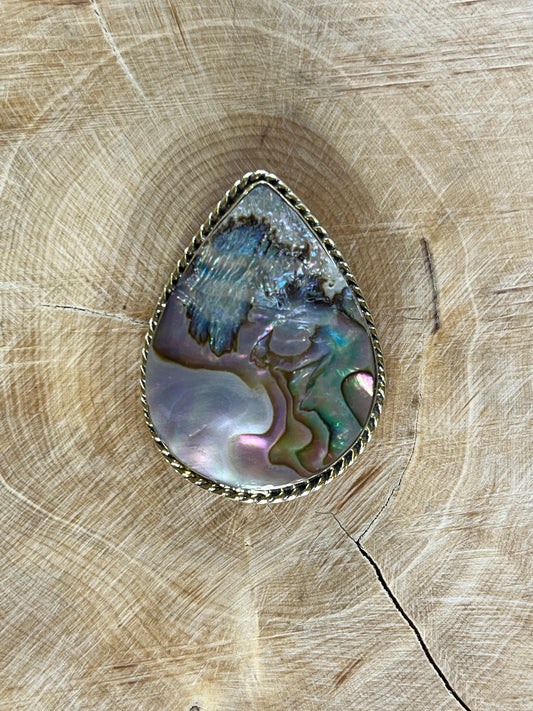 Abalone Shell sertie doré n°D2 (3,5cm x 2,5cm) - Solyluna Macramé