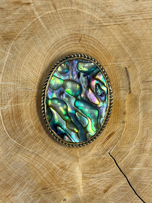 Abalone Shell sertie doré n°D2 (3,6cm x 2,7cm) - Solyluna Macramé