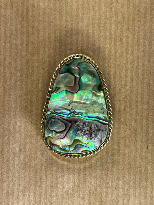 Abalone Shell sertie doré n°D2 (4cm x 2,6cm) - Solyluna Macramé