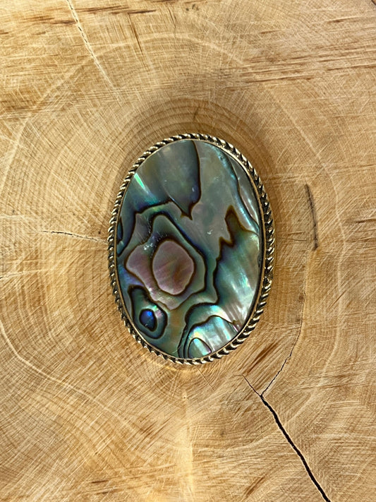 Abalone Shell sertie doré n°D3 (3,5cm x 2,6cm) - Solyluna Macramé