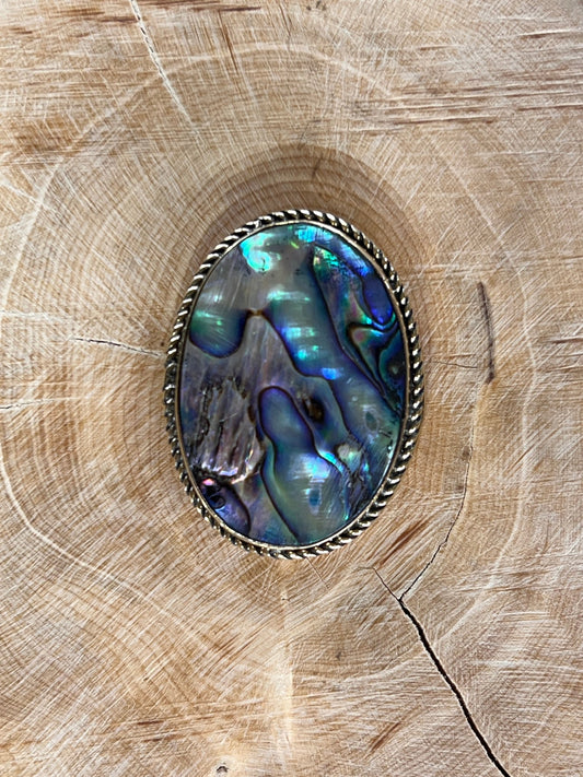 Abalone Shell sertie doré n°D3 (3,5cm x 2,7cm) - Solyluna Macramé