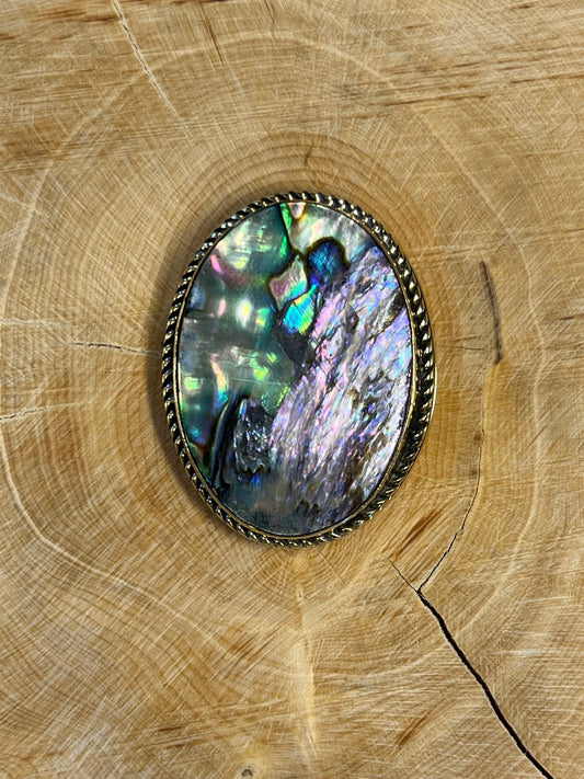 Abalone Shell sertie doré n°D3 (3,5cm x 2,7cm) - Solyluna Macramé