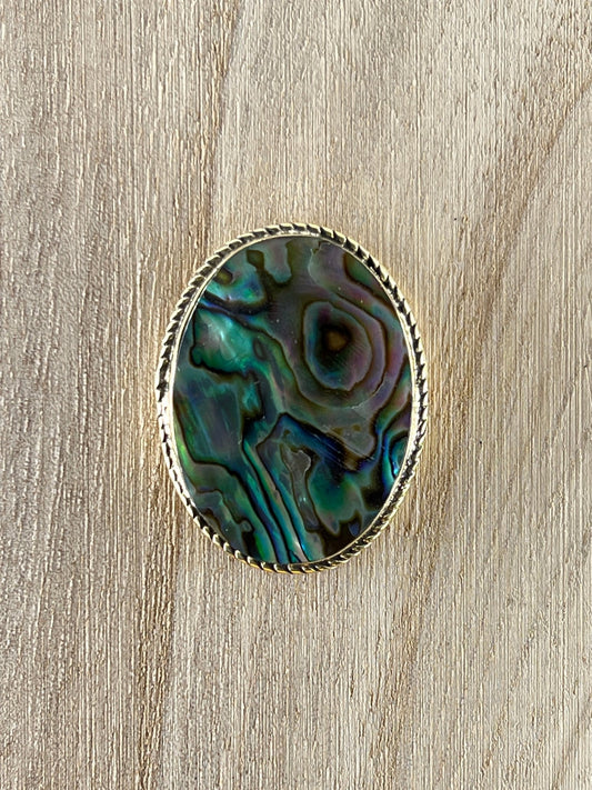 Abalone Shell sertie doré n°D3 (3,6cm x 2,8cm) - Solyluna Macramé