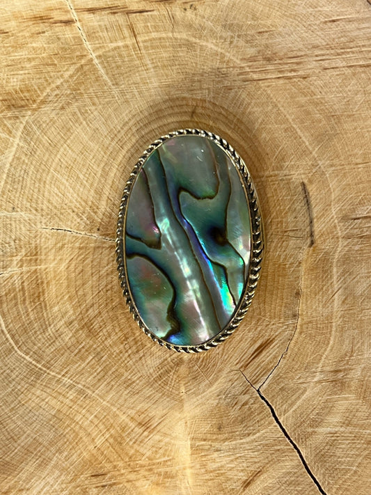 Abalone Shell sertie doré n°D4 (3,5cm x 2,4cm) - Solyluna Macramé