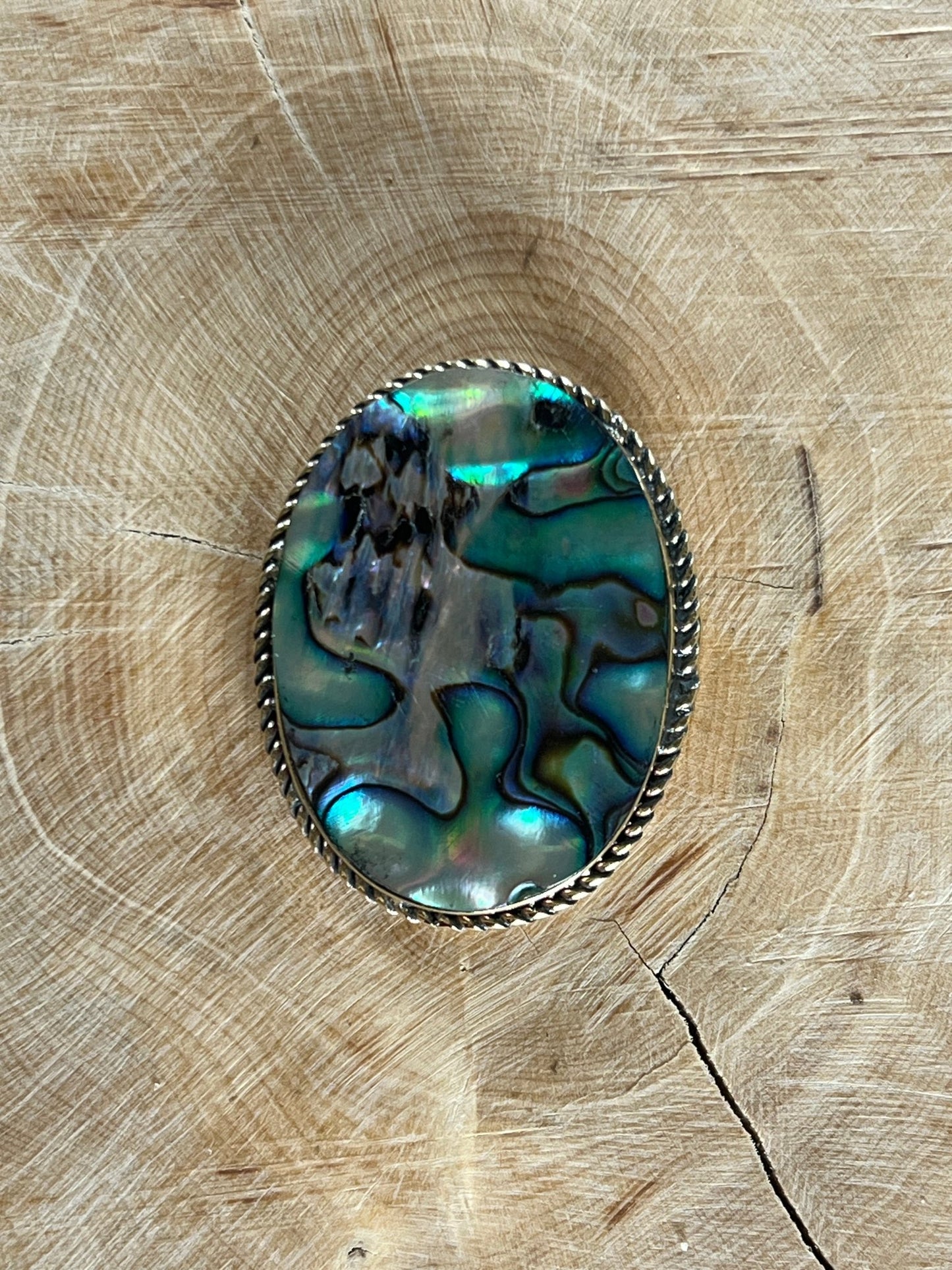 Abalone Shell sertie doré n°D4 (3,5cm x 2,7cm) - Solyluna Macramé