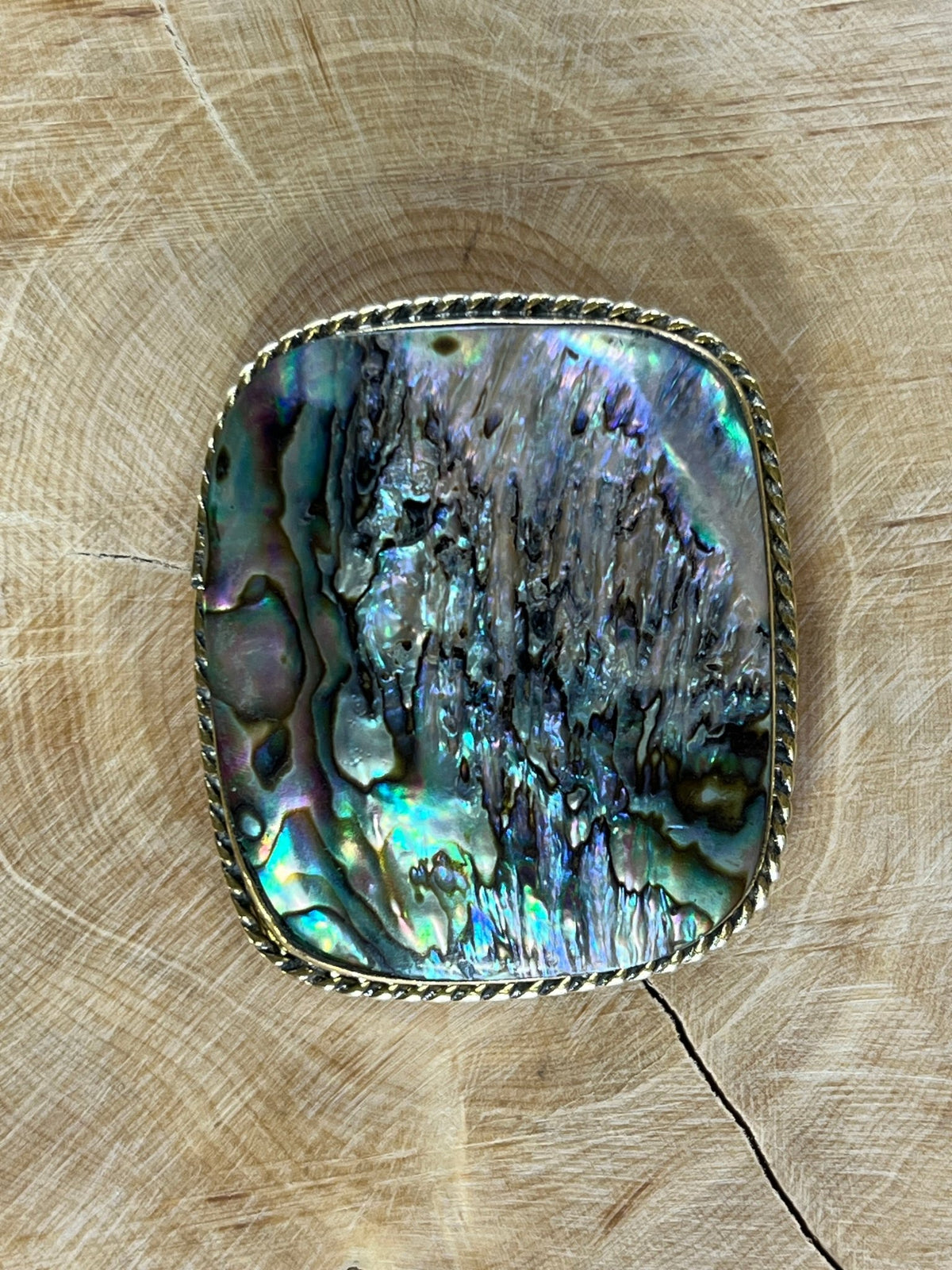 Abalone Shell sertie doré n°D5 (4,2cm x 3,5cm) - Solyluna Macramé