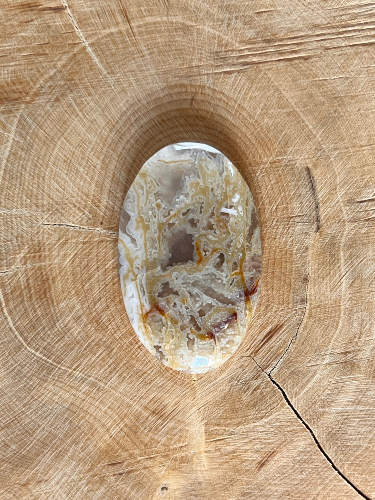 Agate Mousse Jaune n°2 (3,6 cm x 2,1 cm) - Solyluna Macramé