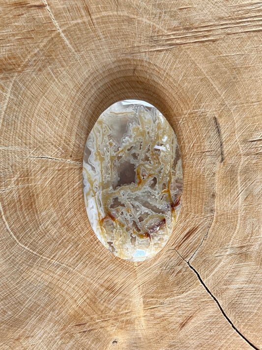 Agate Mousse Jaune n°2 (3,6 cm x 2,1 cm) - Solyluna Macramé