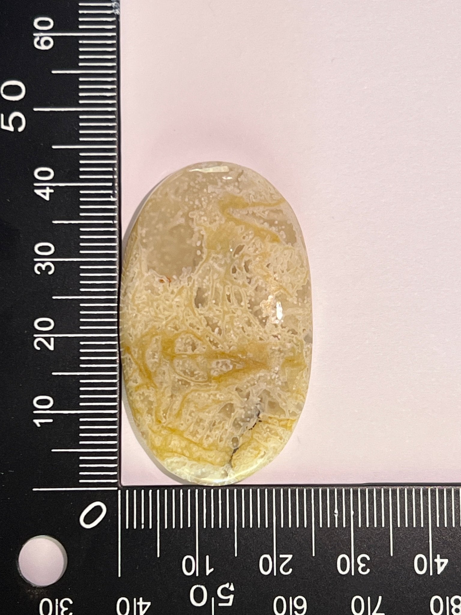 Agate Mousse Jaune n°3 (4,25 cm x 2,53 cm) - Solyluna Macramé