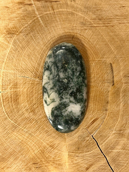 Agate Mousse Verte n°1 (4cm x 2,1cm) - Solyluna Macramé