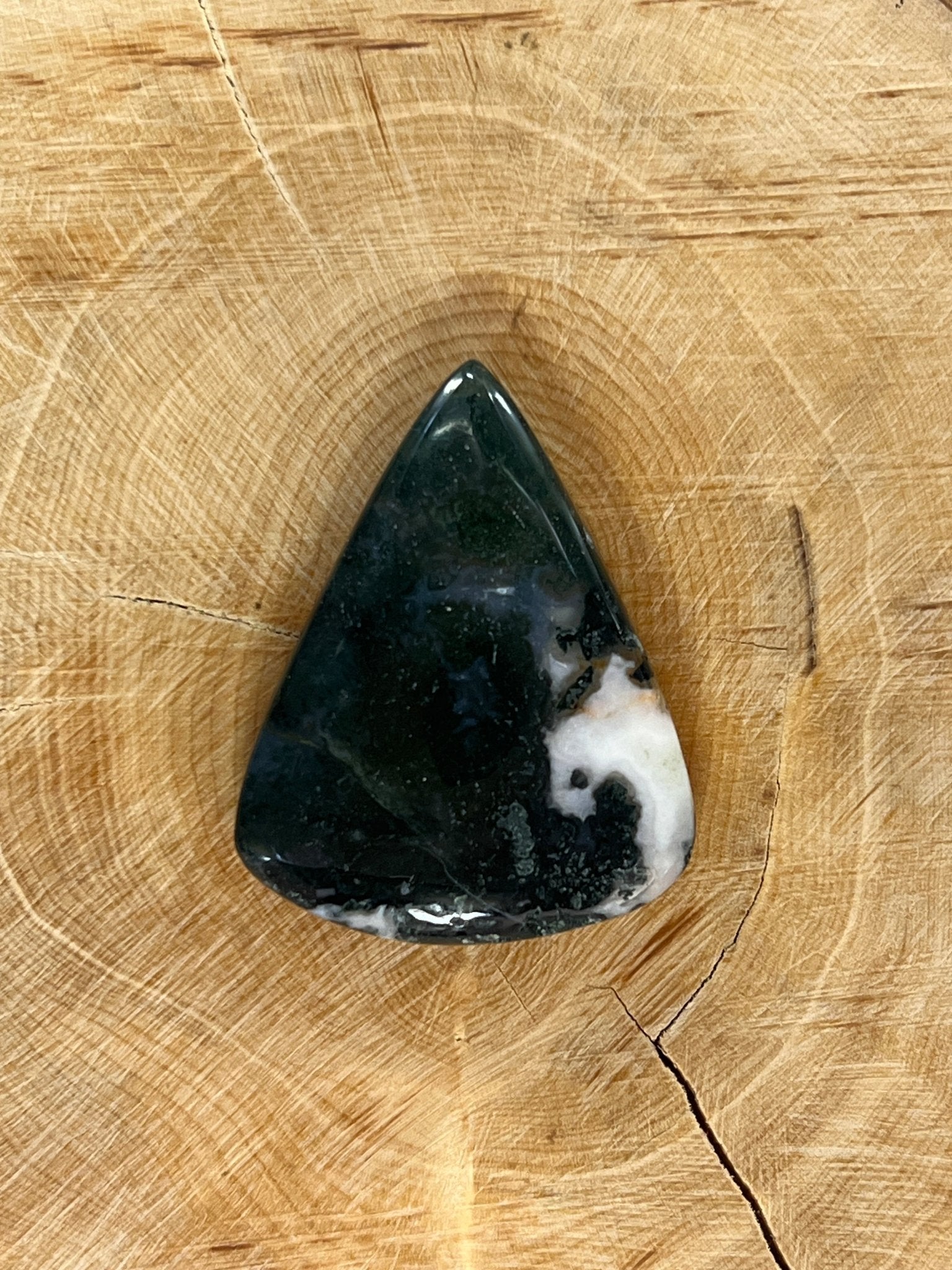 Agate Mousse Verte n°10 (3,5cm x 2,8cm) - Solyluna Macramé
