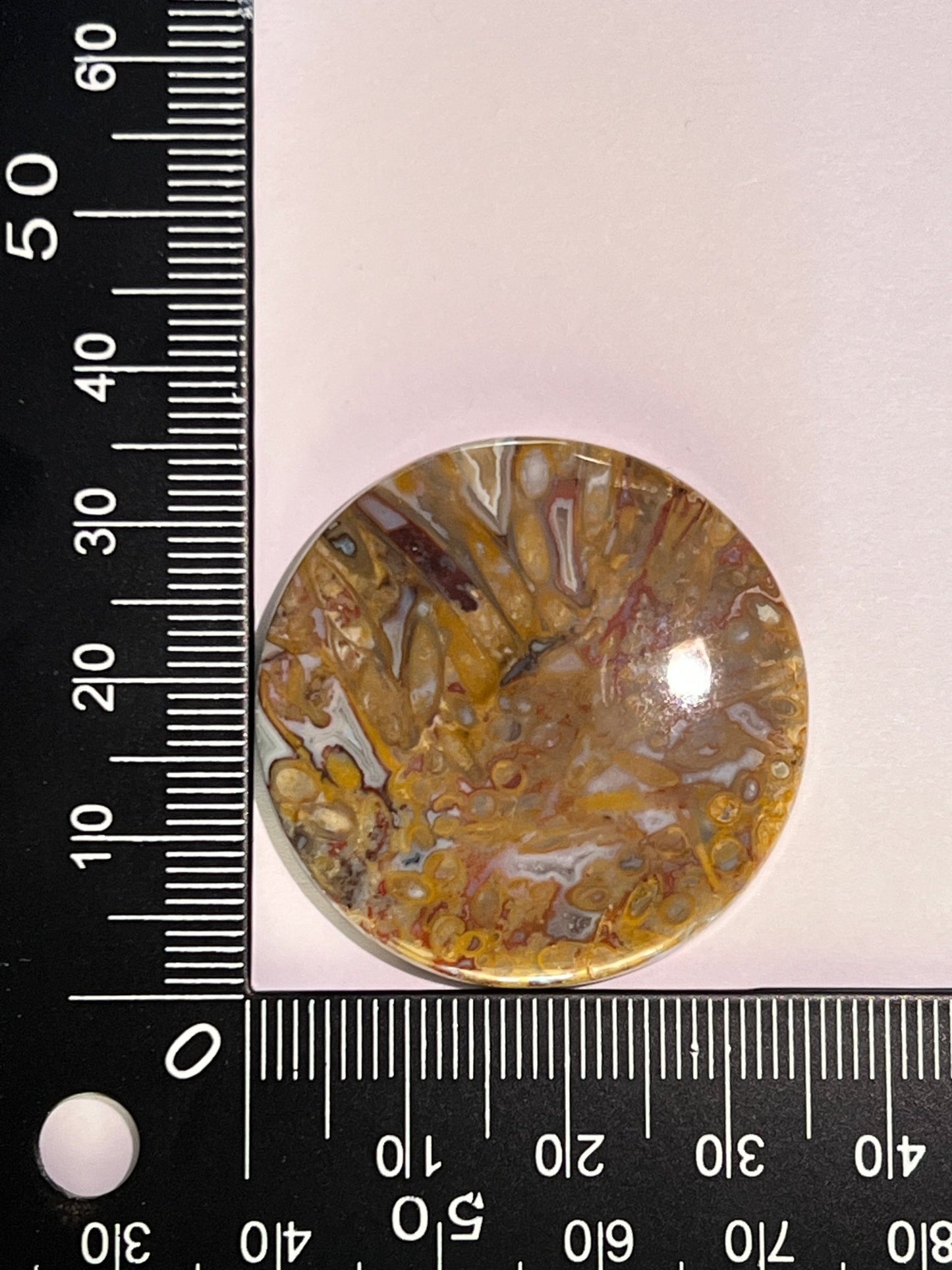 Agate Plume n°5 (3,54 cm de diamètre) - Solyluna Macramé