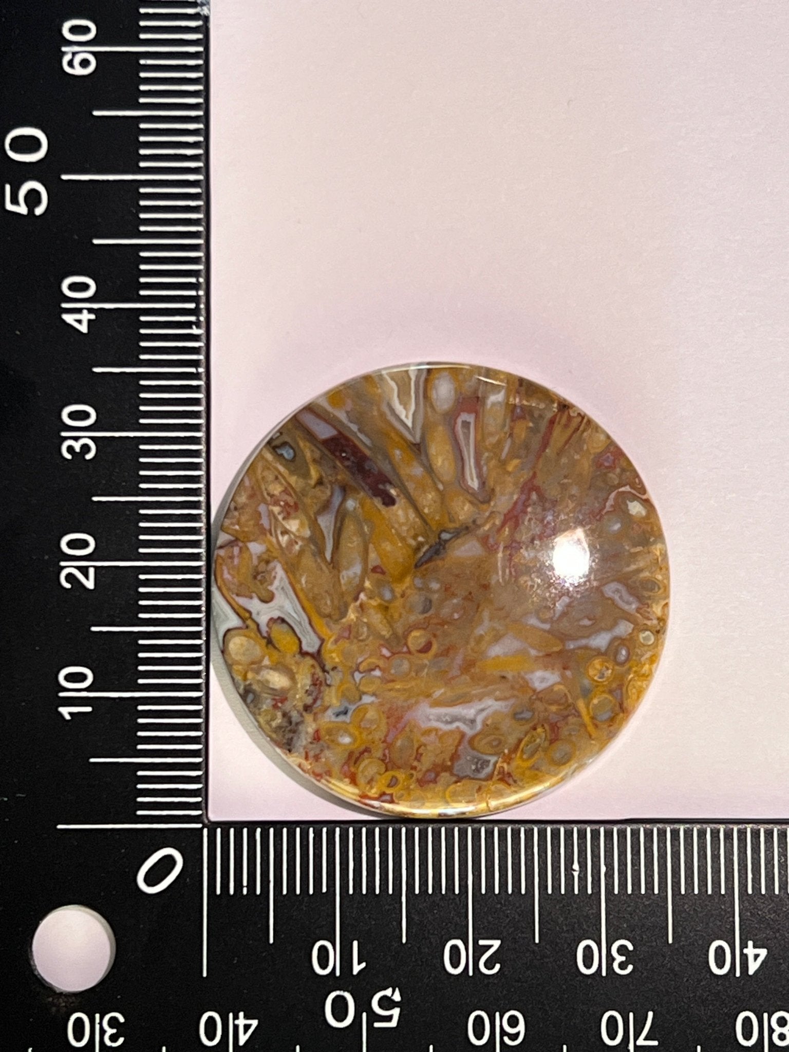 Agate Plume n°5 (3,54 cm de diamètre) - Solyluna Macramé