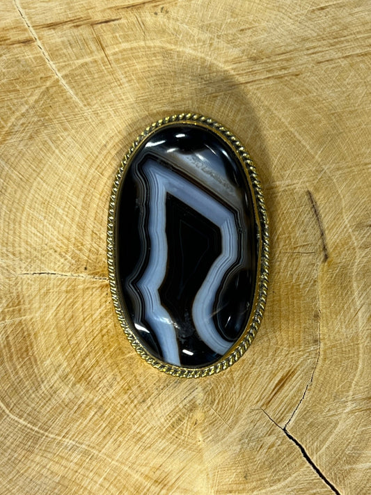 Agate sertie dorée n°D1 (3,5cm x 2,2cm) - Solyluna Macramé